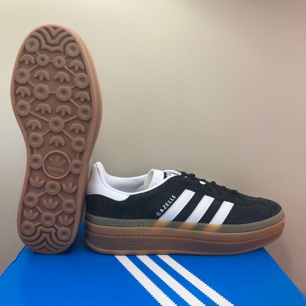 Adidas Gazelle 'Bold' Suede Fashion Sneaker 'Black Gum' IE0876 Women's Size 9.5